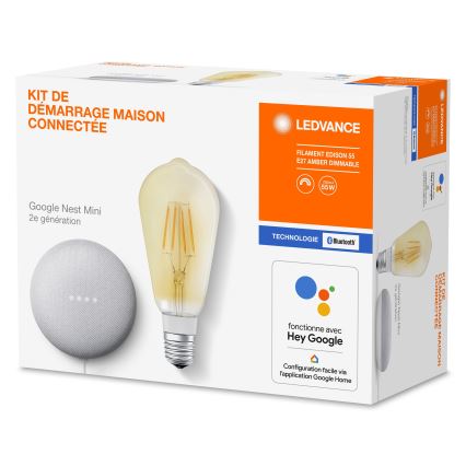 Ledvance - Inteligentny głośnik Google Nest Mini + LED Ściemniana żarówka SMART+ E27/5,5W/230V