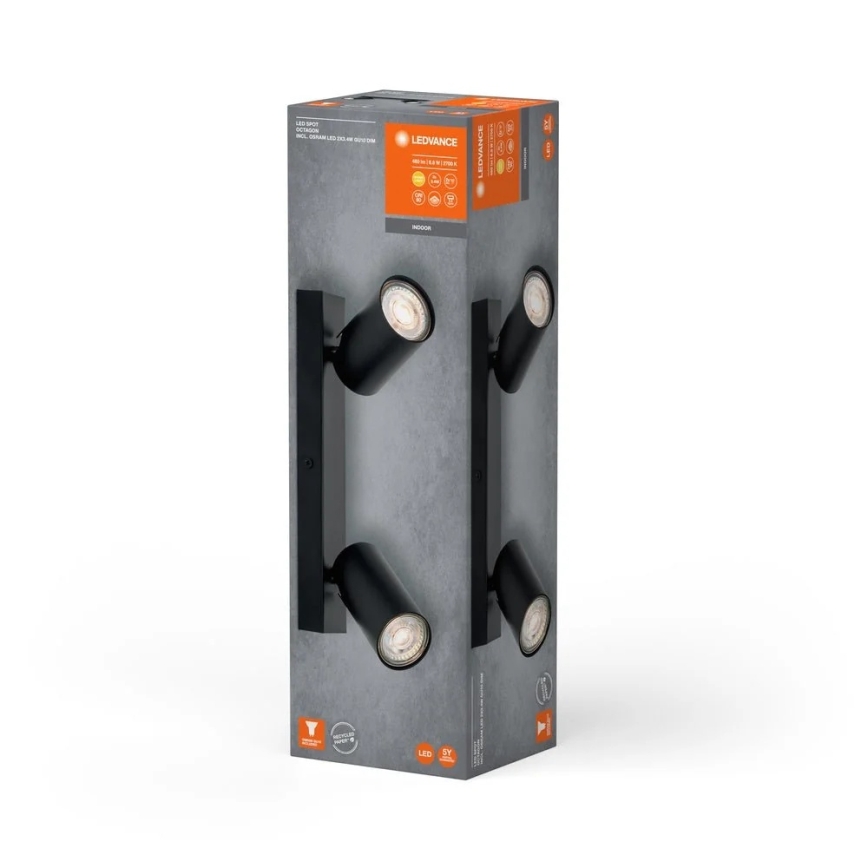 Ledvance - Kinkiet punktowy LED OCTAGON 2xGU10/3,4W/230V 2700K czarny
