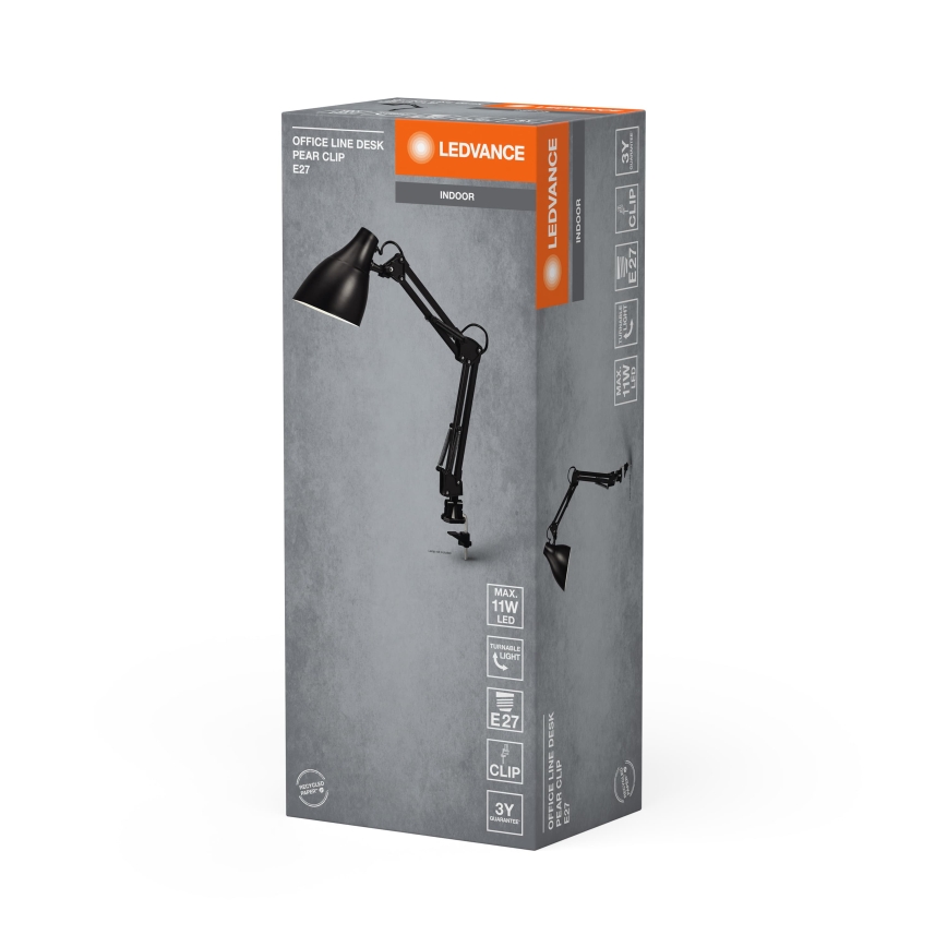 Ledvance - Lampa biurkowa z uchwytem OFFICE LINE 1xE27/11W/230V czarna