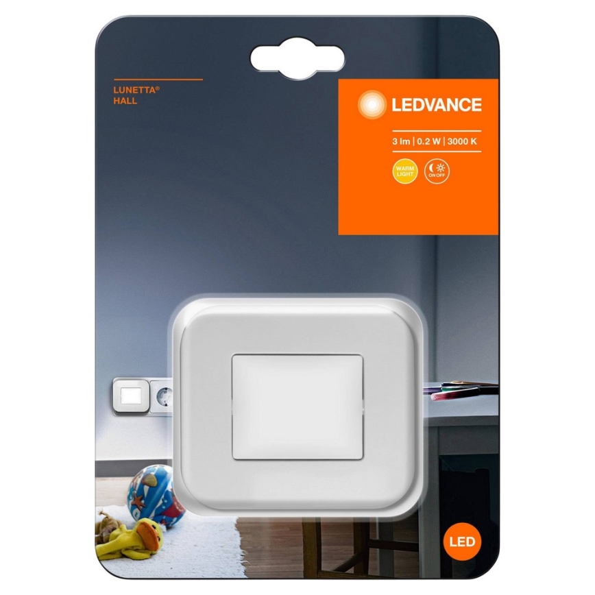 Ledvance - Lampka nocna LED z czujnikiem zmierzchu LUNETTA LED/0,2W/230V 3000K