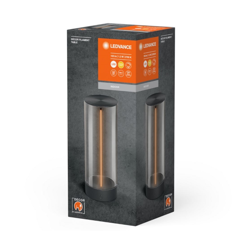 Ledvance - LED dotykowa lampka stołowa z funkcją ściemniania DECOR FILAMENT LED/1,2W/5V 1000 mAh