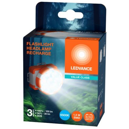 Ledvance - LED Czołówka akumulatorowa FLASHLIGHT LED/1,5W/5V 1200 mAh