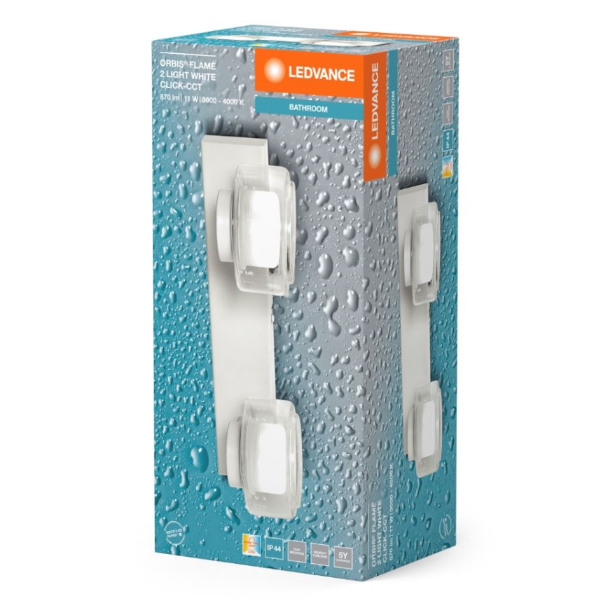 Ledvance - LED Kinkiet łazienkowy ORBIS FLAME 2xLED/5,5W/230V 3000/4000K IP44 biały