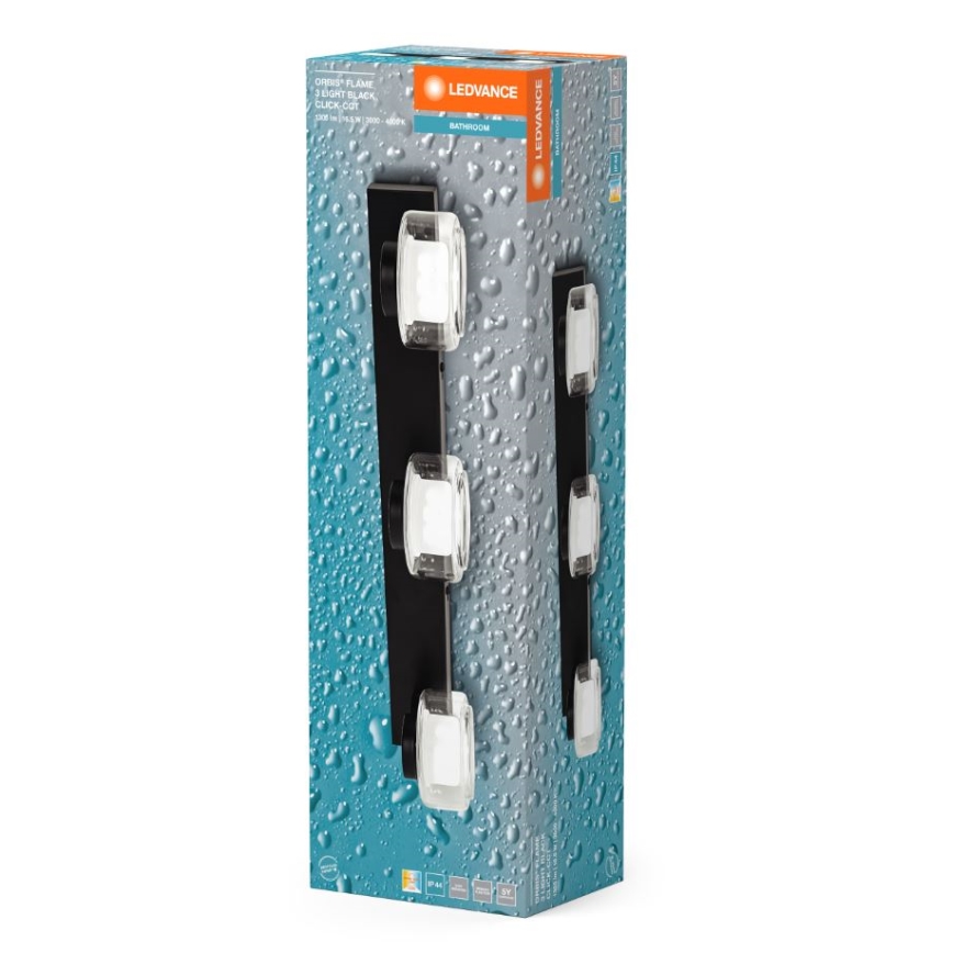 Ledvance - LED Kinkiet łazienkowy ORBIS FLAME 3xLED/5,5W/230V 3000/4000K IP44 czarny