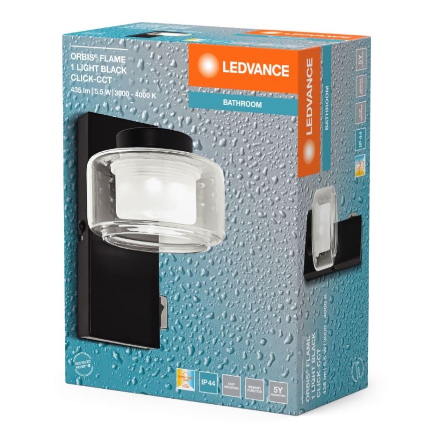 Ledvance - LED Kinkiet łazienkowy ORBIS FLAME LED/5,5W/230V 3000/4000K IP44 czarny