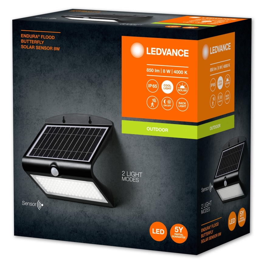 Ledvance - LED Kinkiet solarny z czujnikiem BUTTERFLY LED/8W/3,7V 2000 mAh IP65
