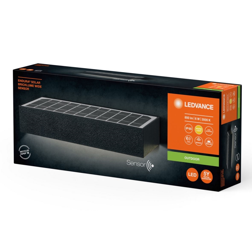 Ledvance - LED Kinkiet solarny z czujnikiem ENDURA SOLAR LED/6W/4,2V 3000 mAh IP65