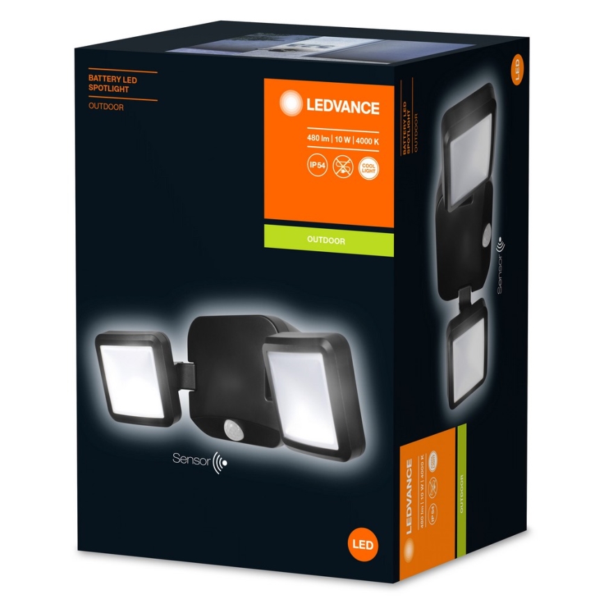Ledvance - LED Kinkiet zewnętrzny z czujnikiem BATTERY 2xLED/10W/4xD IP54