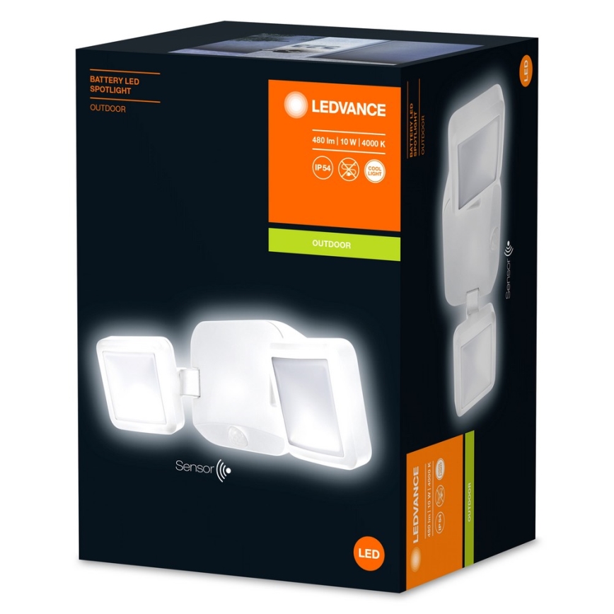 Ledvance - LED Kinkiet zewnętrzny z czujnikiem BATTERY 2xLED/10W/4xD IP54