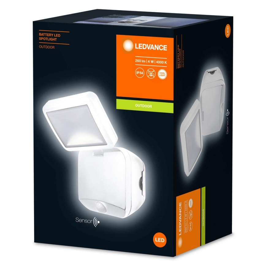 Ledvance - LED Kinkiet zewnętrzny z czujnikiem BATTERY LED/4W/4xD IP54