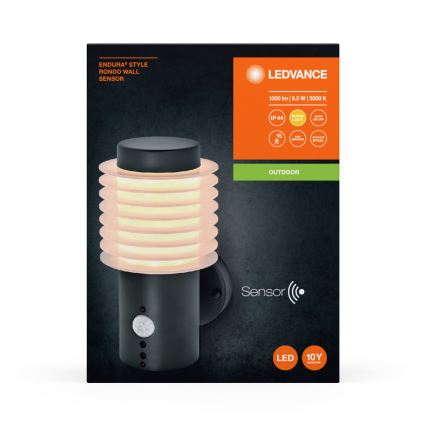 Ledvance - LED Kinkiet zewnętrzny z czujnikiem ENDURA RONDO LED/9,5W/230V IP44 antracyt