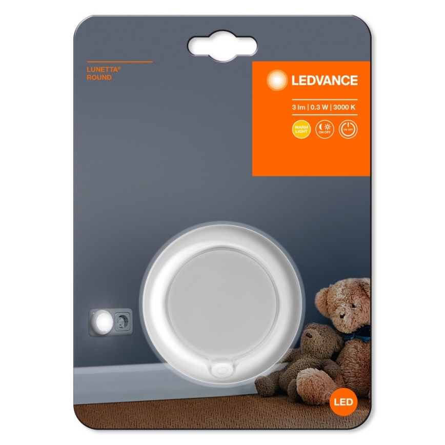 Ledvance - Lampka nocna LED z czujnikiem LUNETTA LED/0,3W/230V 3000K