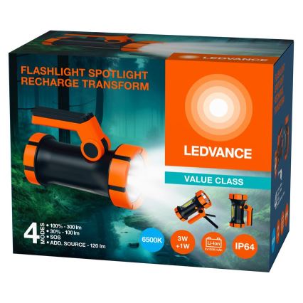 Ledvance - LED Latarka akumulatorowa z power bankiem FLASHLIGHT LED/3W/5V IP64 2400mAh