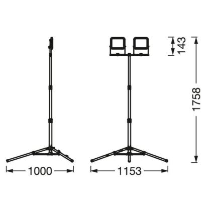 Ledvance - LED Zewnętrzny reflektor z uchwytem WORKLIGHT TRIPOD 2xLED/10W/230V 6500K IP65