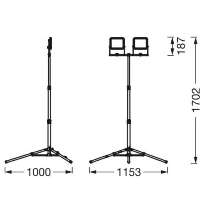 Ledvance - LED Zewnętrzny reflektor z uchwytem WORKLIGHT TRIPOD 2xLED/20W/230V 6500K IP65