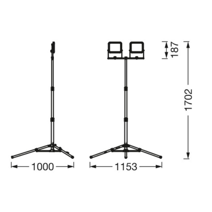 Ledvance - LED Zewnętrzny reflektor z uchwytem WORKLIGHT TRIPOD 2xLED/20W/230V 6500K IP65