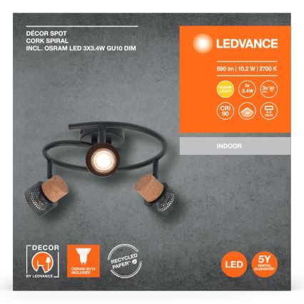 Ledvance - LED Oświetlenie punktowe DECOR CORK 3xGU10/3,4W/230V