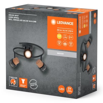 Ledvance - LED Oświetlenie punktowe DECOR CORK 3xGU10/3,4W/230V