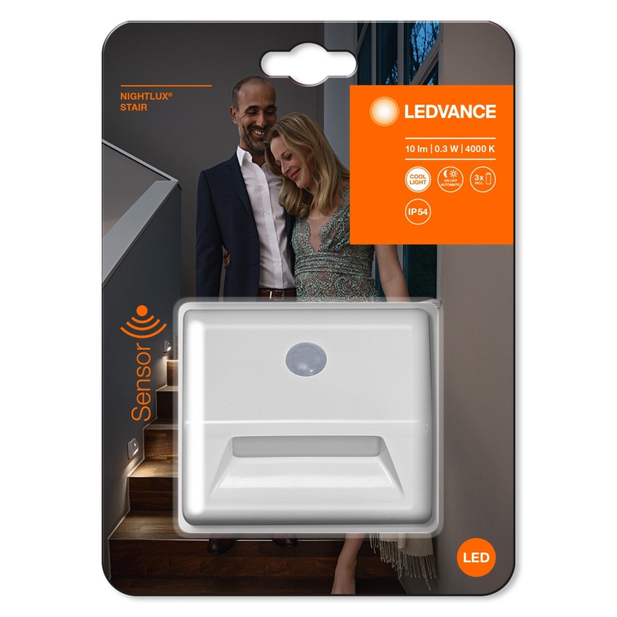 Ledvance - Oprawa schodowa LED z czujnikiem NIGHTLUX LED/0,25W/3xAAA IP54