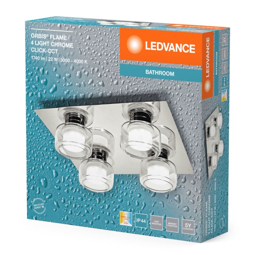 Ledvance - LED Plafon łazienkowy ORBIS FLAME 4xLED/5,5W/230V 3000/4000K IP44 chrom