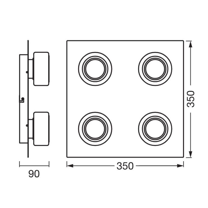 Ledvance - LED Plafon łazienkowy ORBIS FLAME 4xLED/5,5W/230V 3000/4000K IP44 czarny