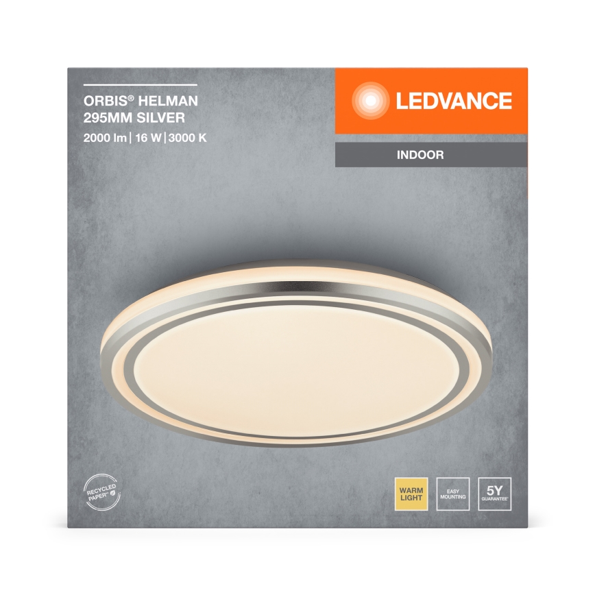 Ledvance - LED Plafon ORBIS HELMAN LED/16W/230V śr. 29,5 cm srebrny