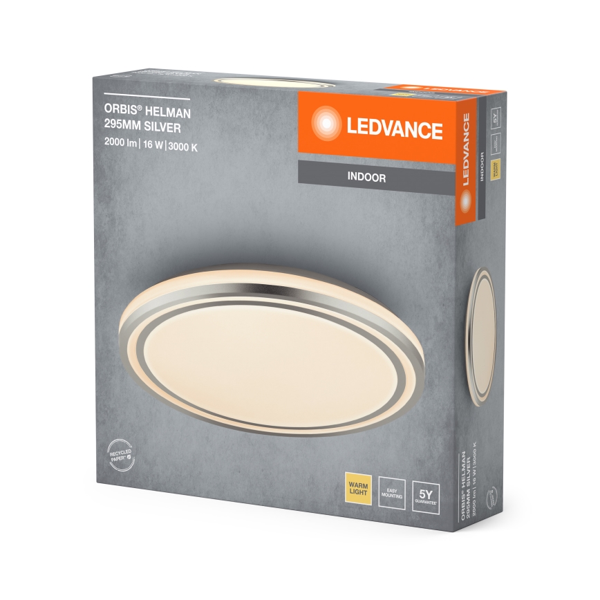 Ledvance - LED Plafon ORBIS HELMAN LED/16W/230V śr. 29,5 cm srebrny