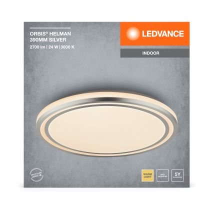 Ledvance - LED Plafon ORBIS HELMAN LED/24W/230V śr. 39 cm srebrny