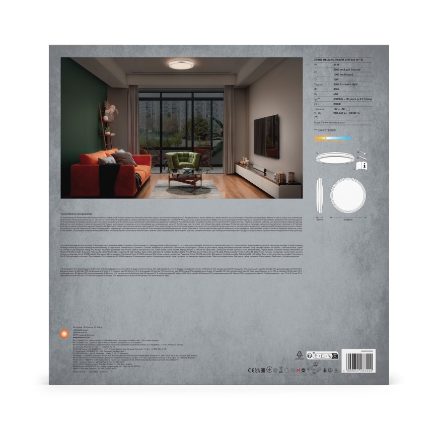 Ledvance - LED Plafon ORBIS HELMAN LED/24W/230V śr. 39 cm srebrny