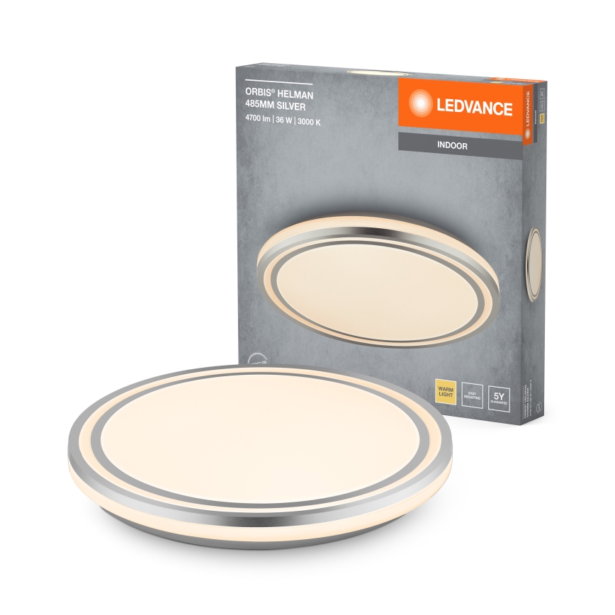 Ledvance - LED Plafon ORBIS HELMAN LED/36W/230V śr. 48,5 cm srebrny