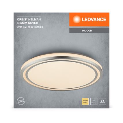 Ledvance - LED Plafon ORBIS HELMAN LED/36W/230V śr. 48,5 cm srebrny