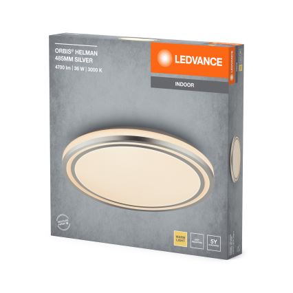 Ledvance - LED Plafon ORBIS HELMAN LED/36W/230V śr. 48,5 cm srebrny