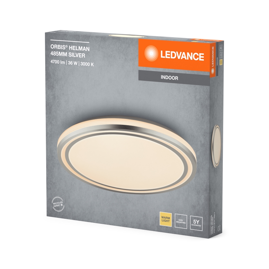 Ledvance - LED Plafon ORBIS HELMAN LED/36W/230V śr. 48,5 cm srebrny