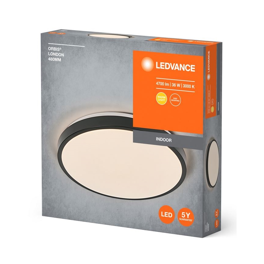 Ledvance - LED Plafon ORBIS LONDON LED/36W/230V czarny