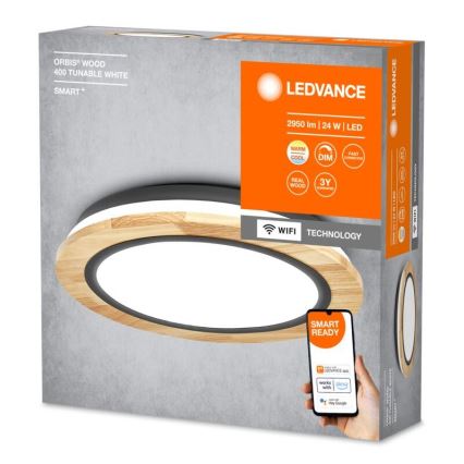 Ledvance - LED Plafon ściemnialny SMART+ ORBIS WOOD LED/24W/230V 2700-6500K dąb Wi-Fi
