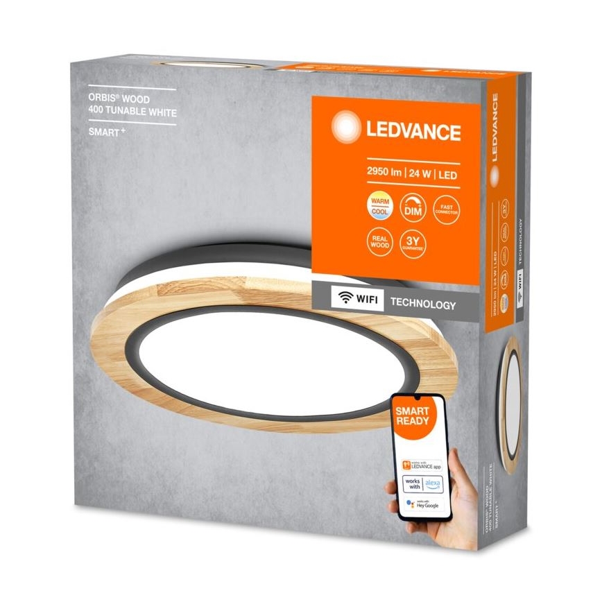Ledvance - LED Plafon ściemnialny SMART+ ORBIS WOOD LED/24W/230V 2700-6500K dąb Wi-Fi