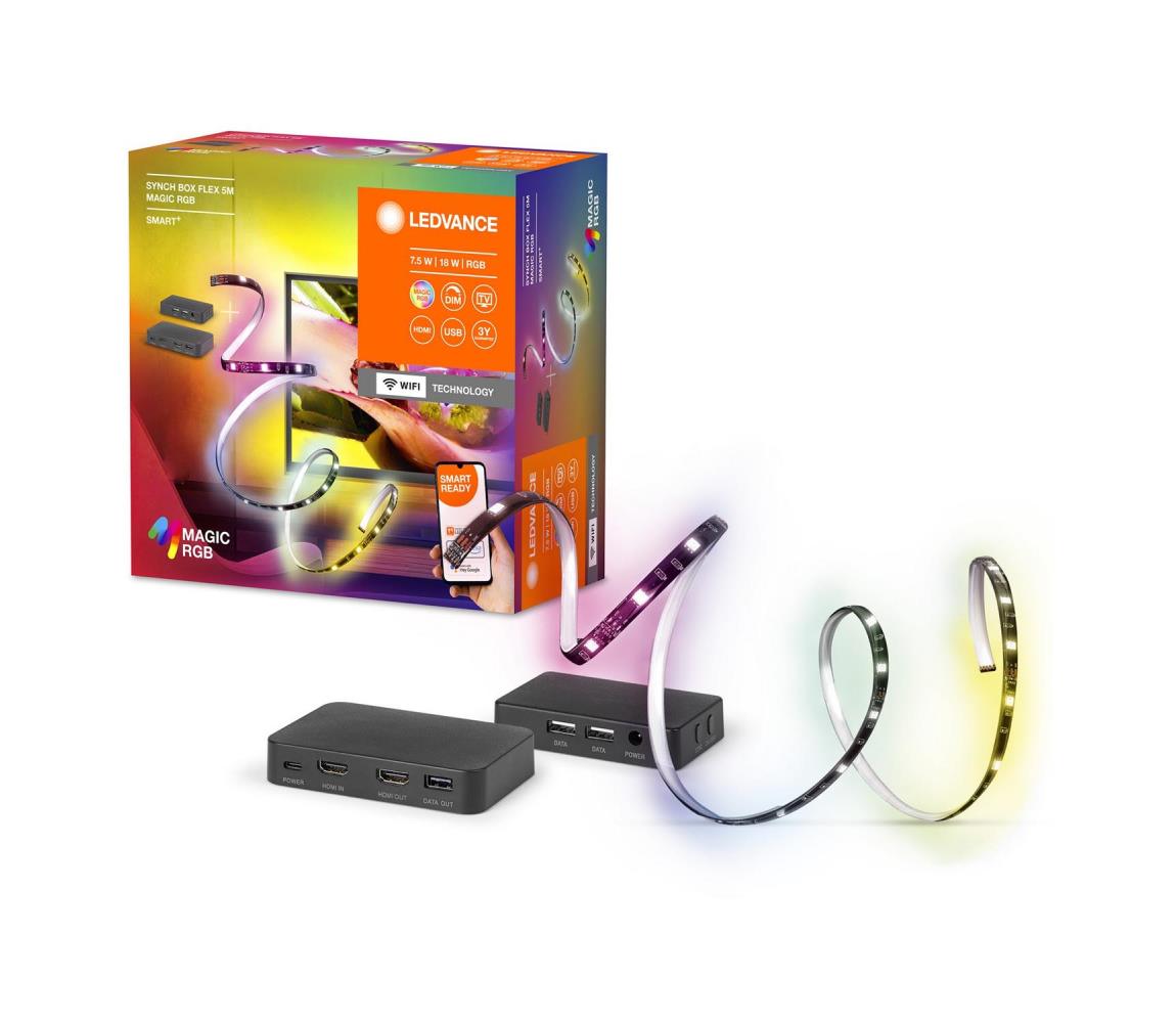 Ledvance-LED RGB Ściemnialna listwa do telewizora SYNCH BOX FLEX 4,5m LED/18W/230V Wi-Fi
