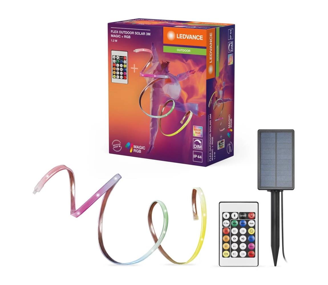 Ledvance - LED RGB ściemnialna solarna taśma FLEX 3 m LED/1,2W/3,7V IP44 z pilotem
