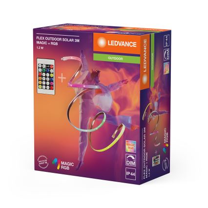 Ledvance - LED RGB ściemnialny solarny pasek FLEX MAGIC 3m LED/1,2W/3,7V 2000 mAh IP44 + zdalne sterowanie
