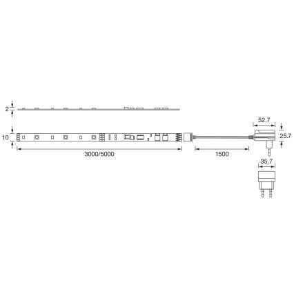 Ledvance - LED RGB Ściemnialna taśma FLEX 3m LED/10W/230V + pilot zdalnego sterowania