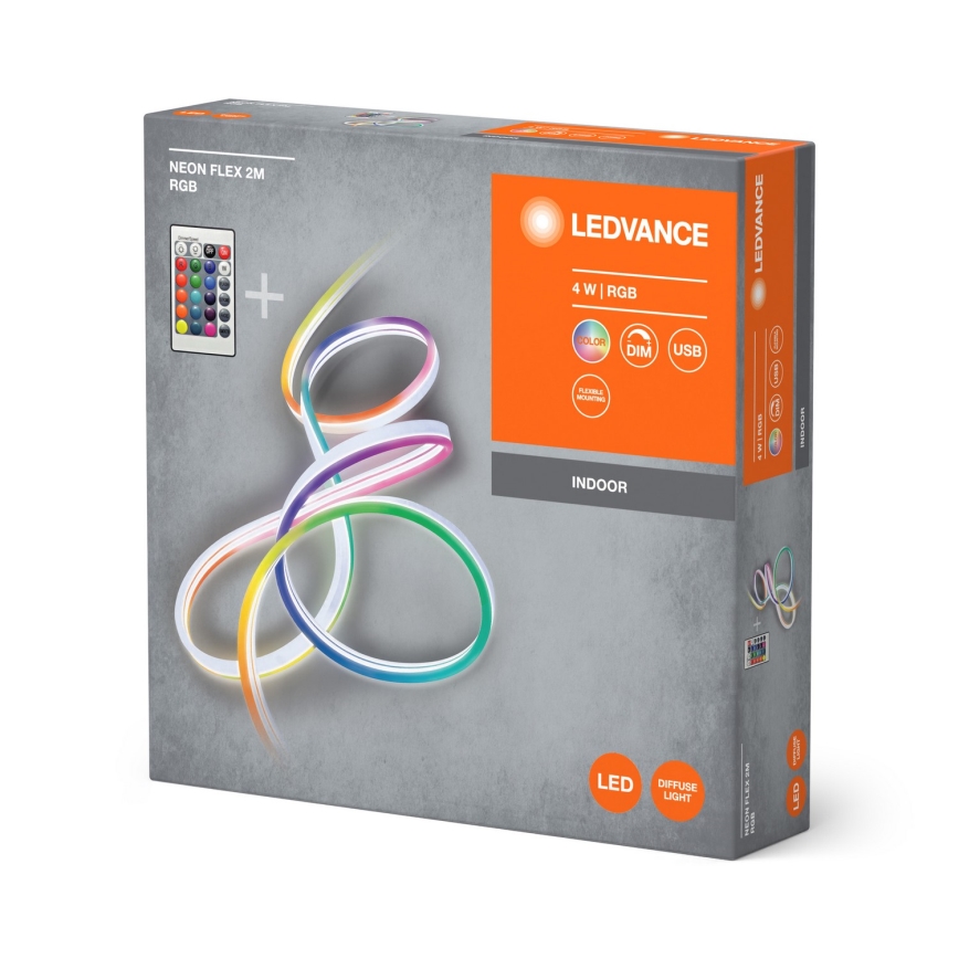 Ledvance - LED RGB Ściemnialna taśma NEON FLEX 2,1m LED/4W/5V + pilot zdalnego sterowania