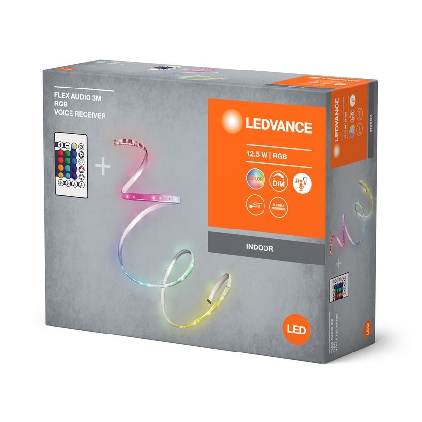 Ledvance - LED RGB Taśma ściemnialna FLEX AUDIO 3m LED/12,5W/230V + pilot zdalnego sterowania