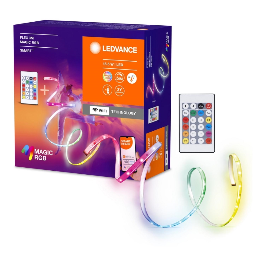 Ledvance - LED RGB Taśma ściemnialna SMART+ MAGIC FLEX 3m LED/15,5W/230V Wi-Fi + pilot zdalnego sterowania