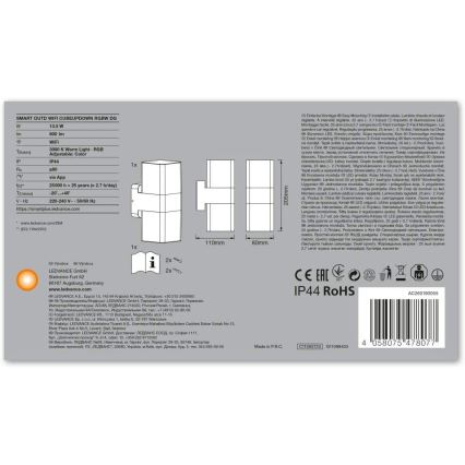 Ledvance - LED RGBW Kinkiet zewnętrzny SMART+ CUBE LED/13,5W/230V IP44 Wi-Fi