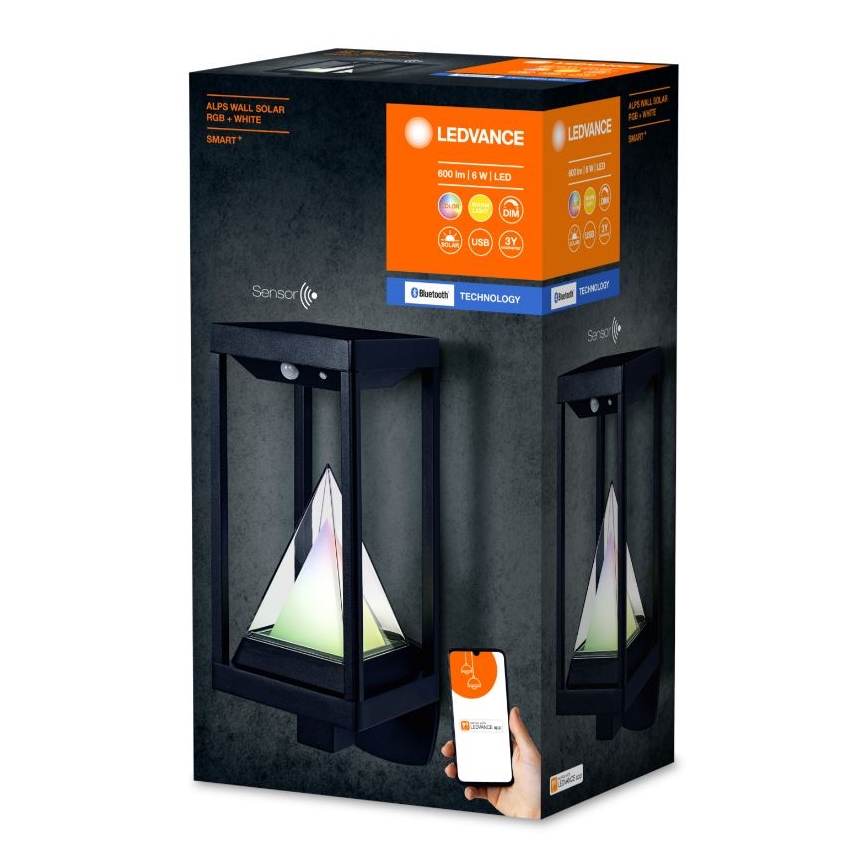 Ledvance - LED RGBW Ściemnialny kinkiet solarny z czujnikiem SMART+ ALPS LED/6W/3,7V 2200 mAh 3000K IP44