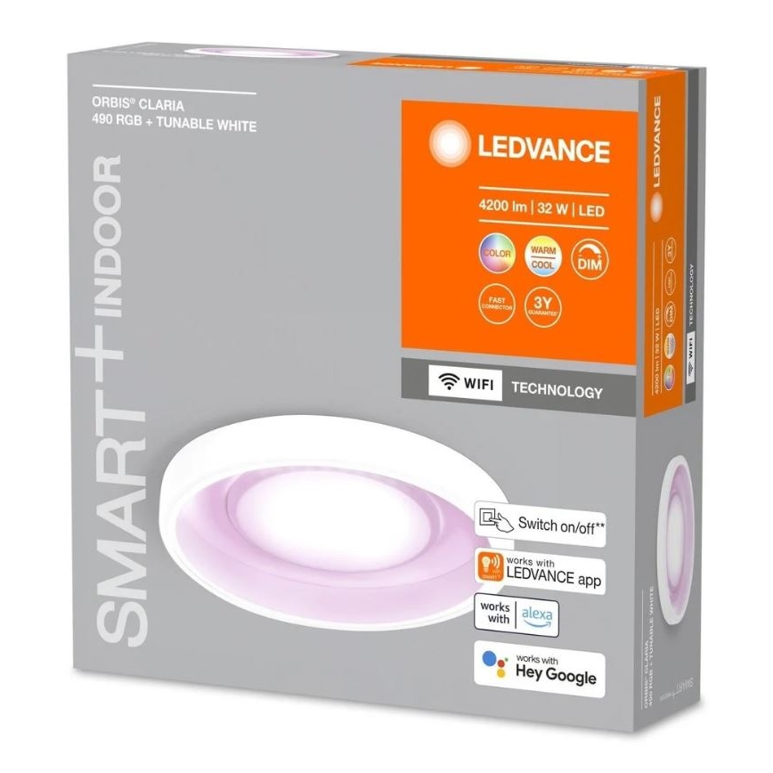 Ledvance- LED RGBW Ściemnialny plafon SMART+ CLARIA LED/32W/230V 2700-6500K Wi-Fi