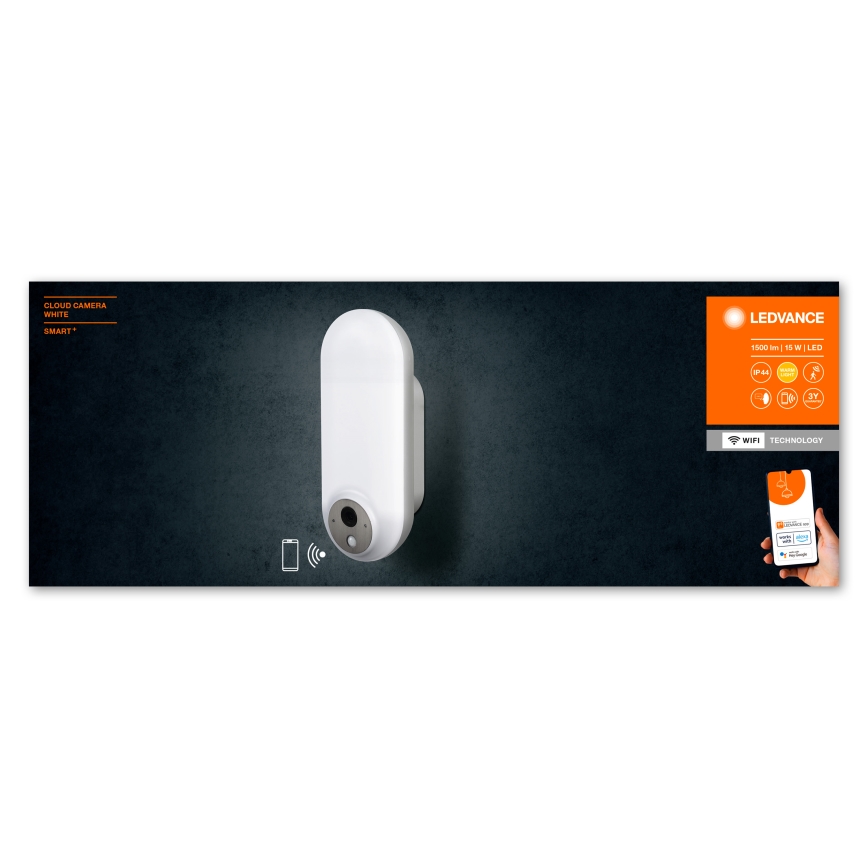 Ledvance - LED RGBW ściemnialna zewnętrzna lampa ścienna z czujnikiem i kamerą SMART+ LED/15W/230V Wi-Fi IP44