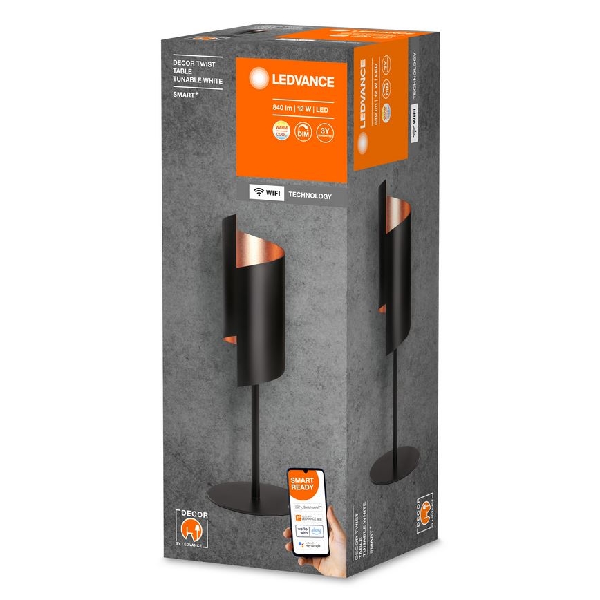 Ledvance - LED Ściemnialna lampa stołowa SMART+ DECOR TWIST LED/12W/230V 3000-6500K Wi-Fi czarna