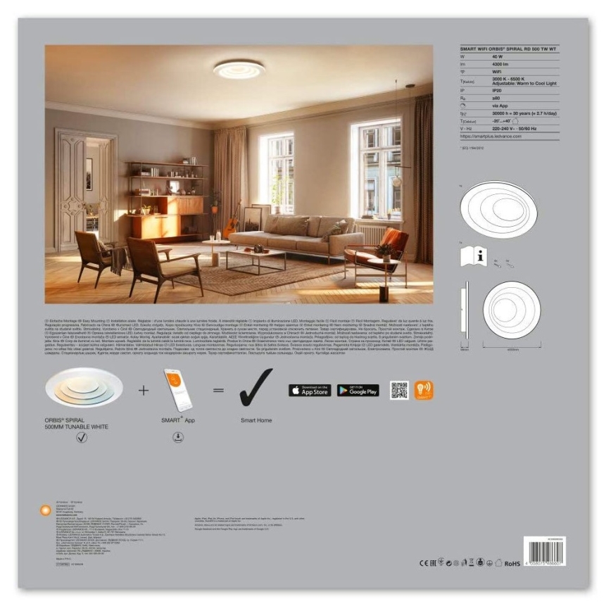 Ledvance - Oprawa LED ściemnialna SMART+ SPIRAL LED/40W/230V 3000K-6500K Wi-Fi