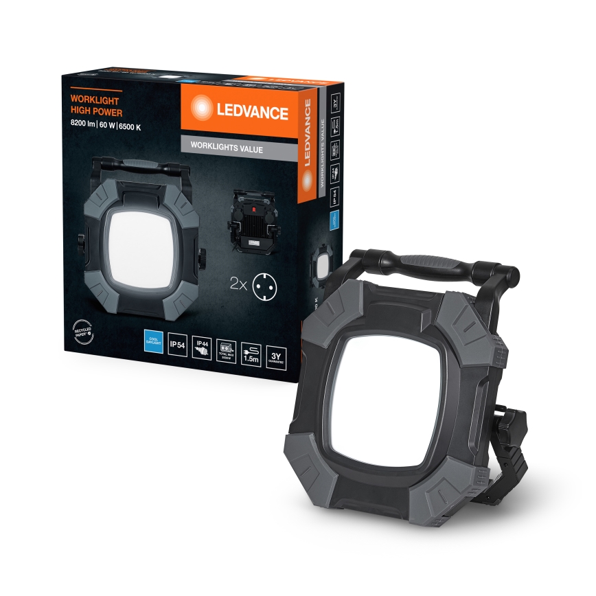 Ledvance - LED ściemnialna robocza lampa z 2 gniazdami WORKLIGHT VALUE LED/60W/230V IP54